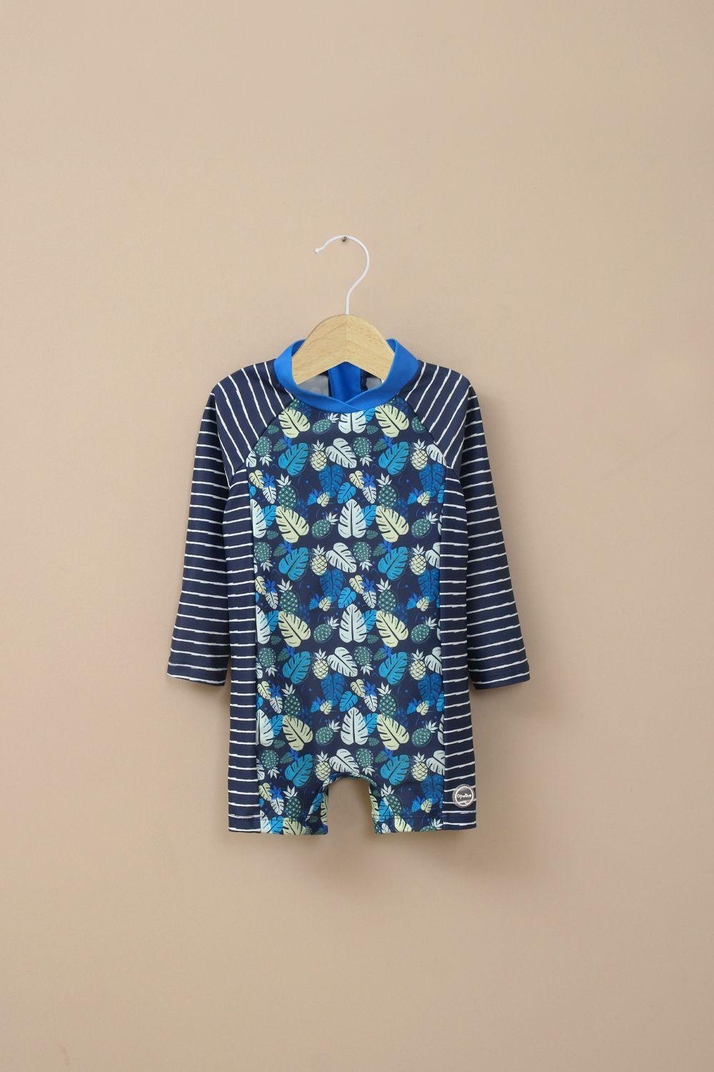 Traje de baño entero azul de niño-0