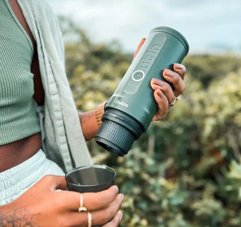 Máquina de Café Espresso Eléctrica Outin Portátil Nano Verde Azulado-4