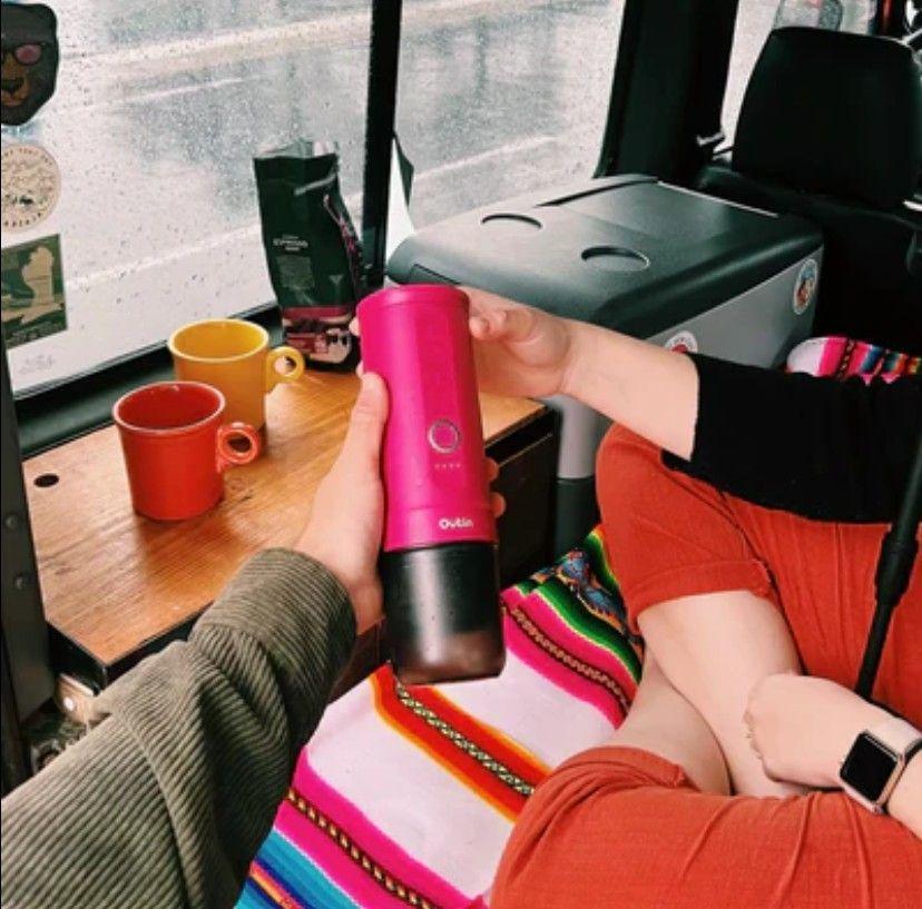 Máquina de Café Espresso Eléctrica Outin Portátil Nano Rosa Fucsia-4