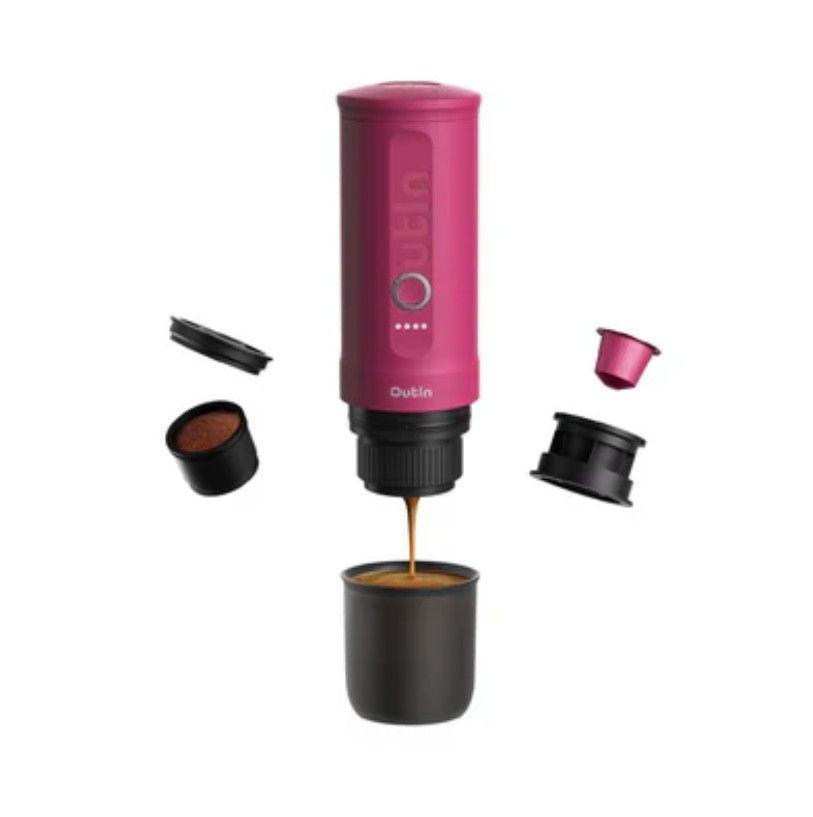 Máquina de Café Espresso Eléctrica Outin Portátil Nano Rosa Fucsia-5