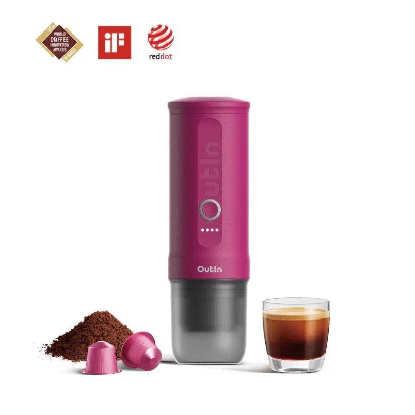 Máquina de Café Espresso Eléctrica Outin Portátil Nano Rosa Fucsia-6
