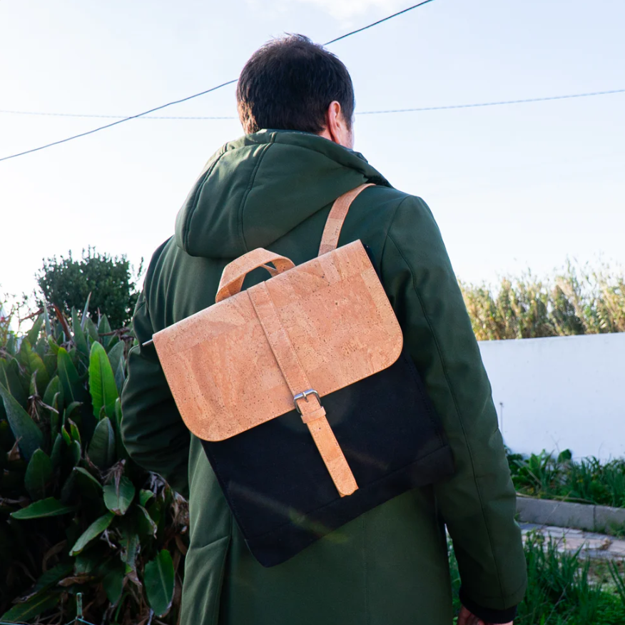 Mochila Aveiro computador, cuero de corcho natural, SINTRA, Made in Portugal-2