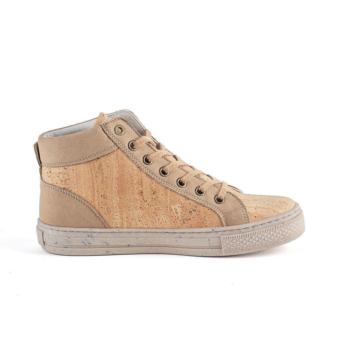 Zapatillas ca a alta cuero de corcho natural beige-3