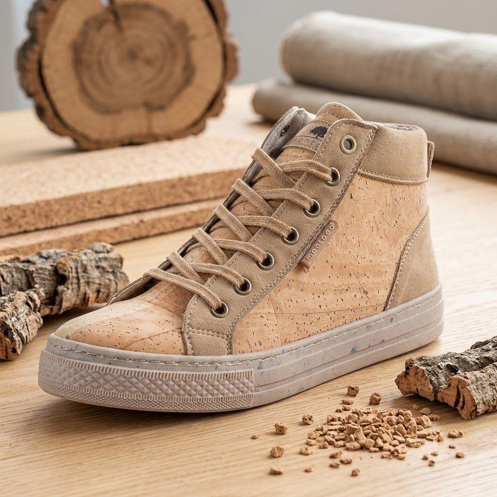 Zapatillas ca a alta cuero de corcho natural beige-6