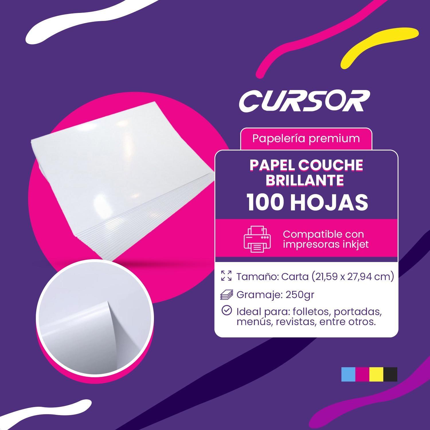 Papel Couche Brillante 250g Carta 100 Hojas Cursor-2