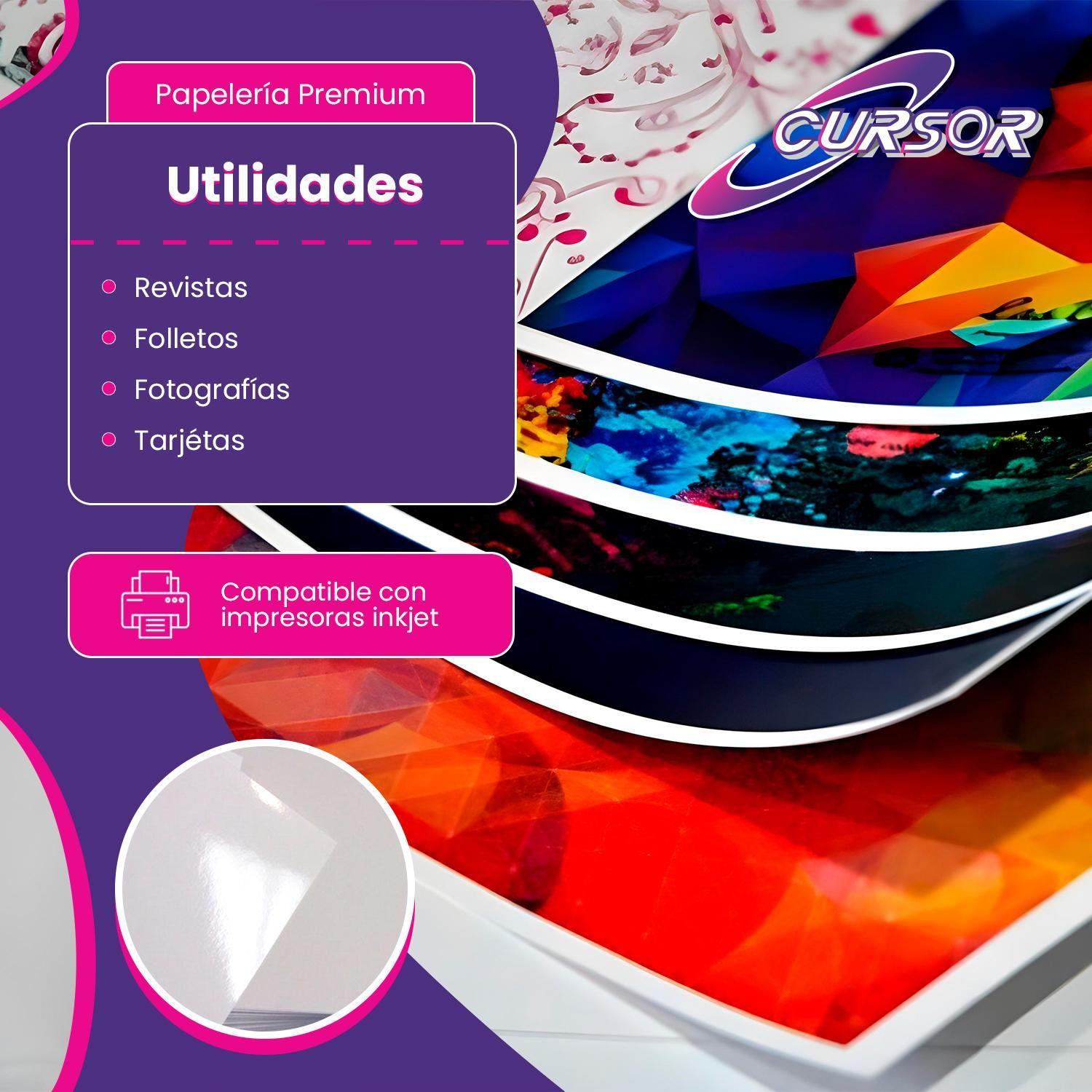 Papel Couche Brillante 250g Carta 100 Hojas Cursor-4