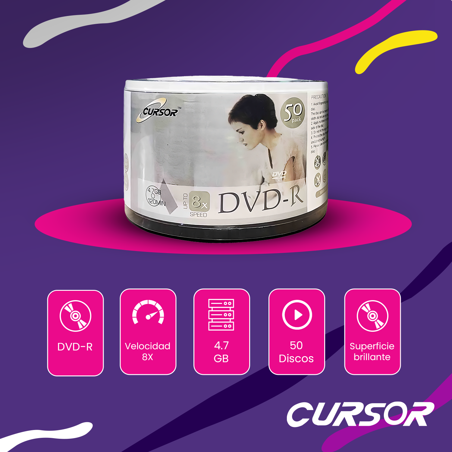 Dvd R 8x 4.7gb Logo Cursor Plus 50 Uni Pack 12-6