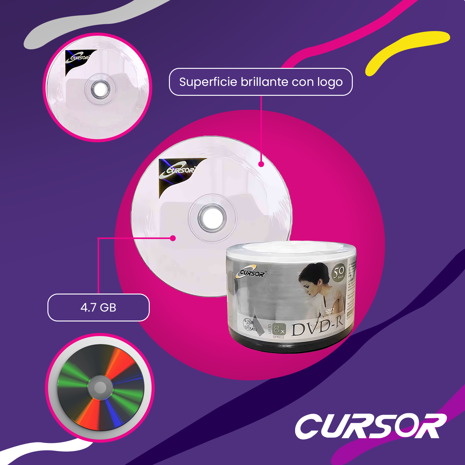 Dvd R 8x 4.7gb Logo Cursor Plus 50 Uni Pack 12-7