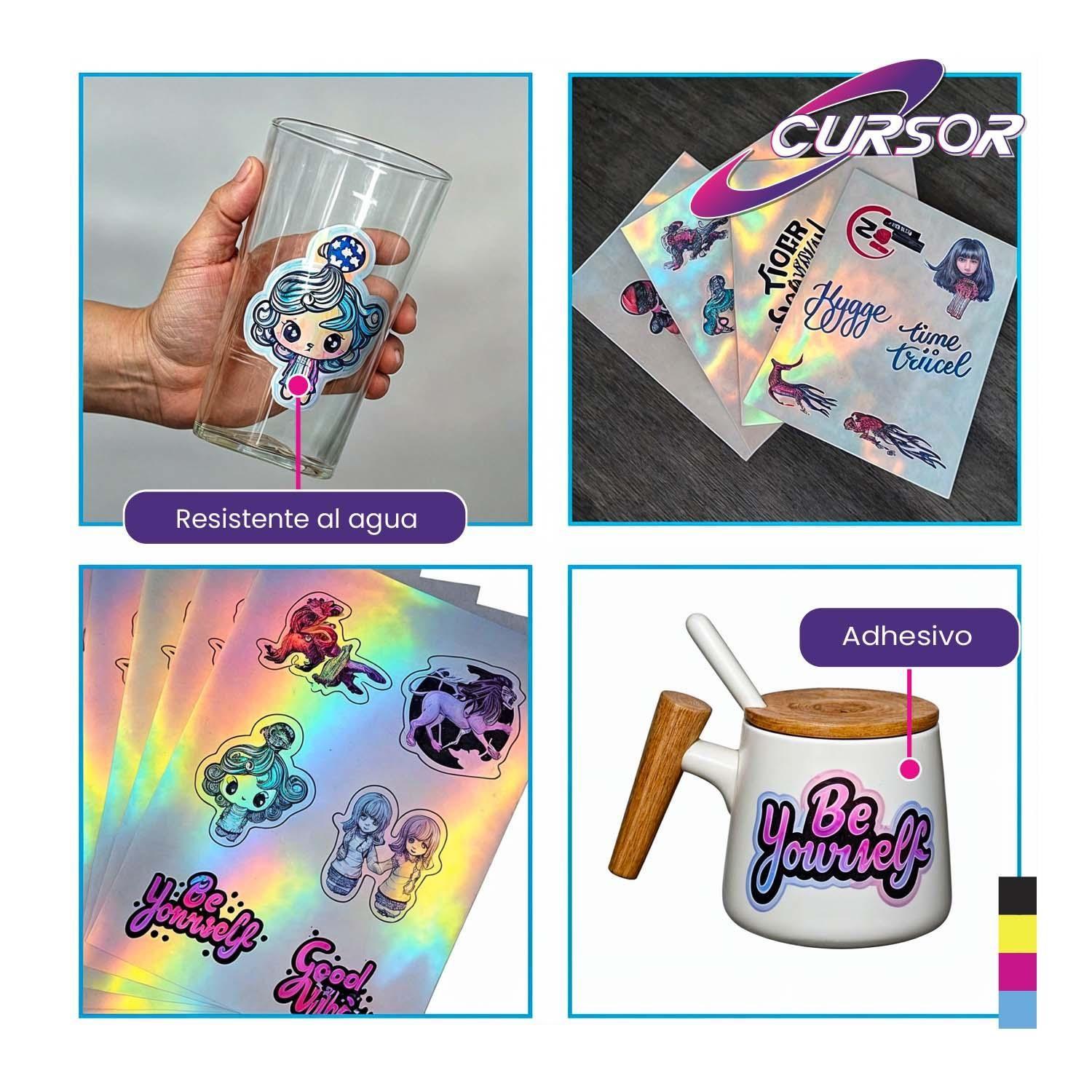 Papel Vinilo Adhesivo Tornasol Imprimible Cursor A4 20hojas-6
