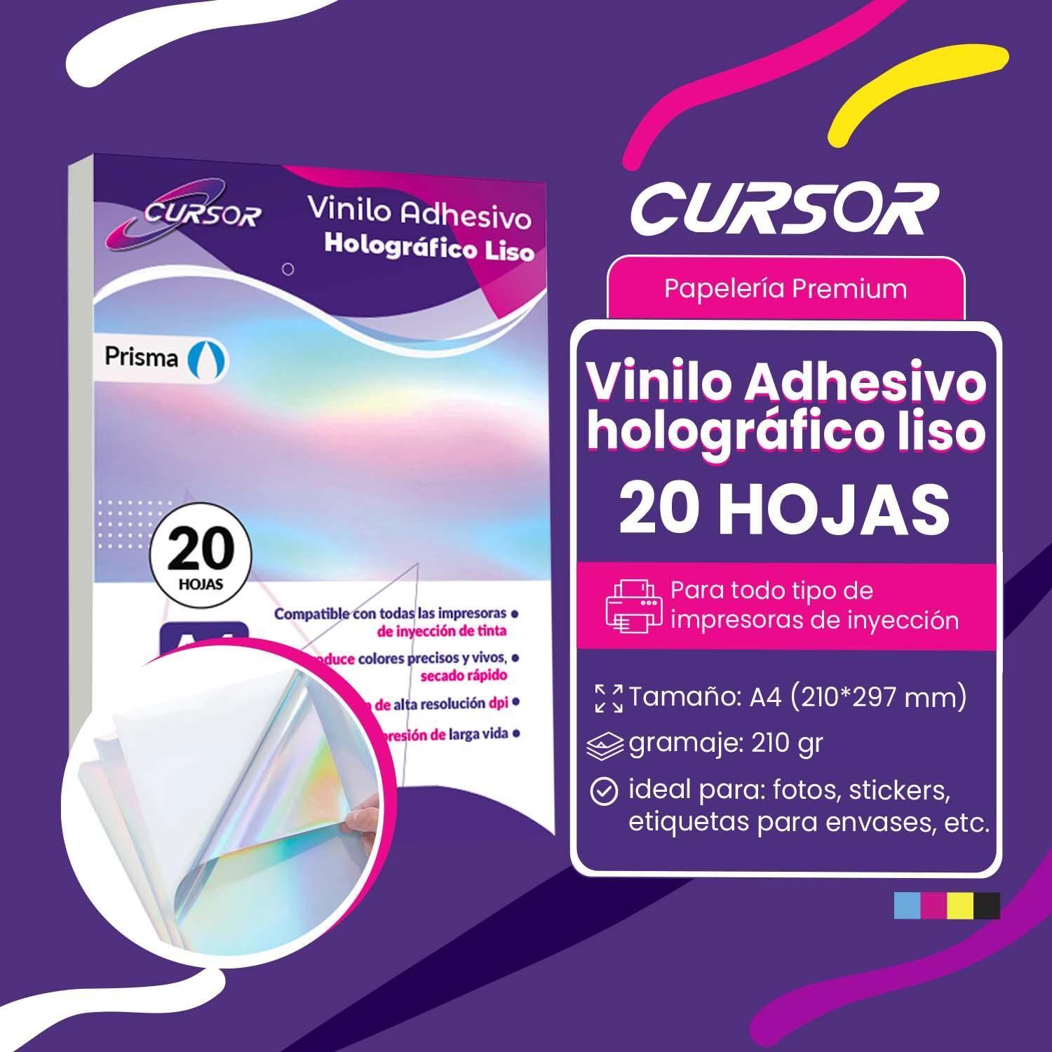 Papel Vinilo Adhesivo Tornasol Imprimible Cursor A4 20hojas-2