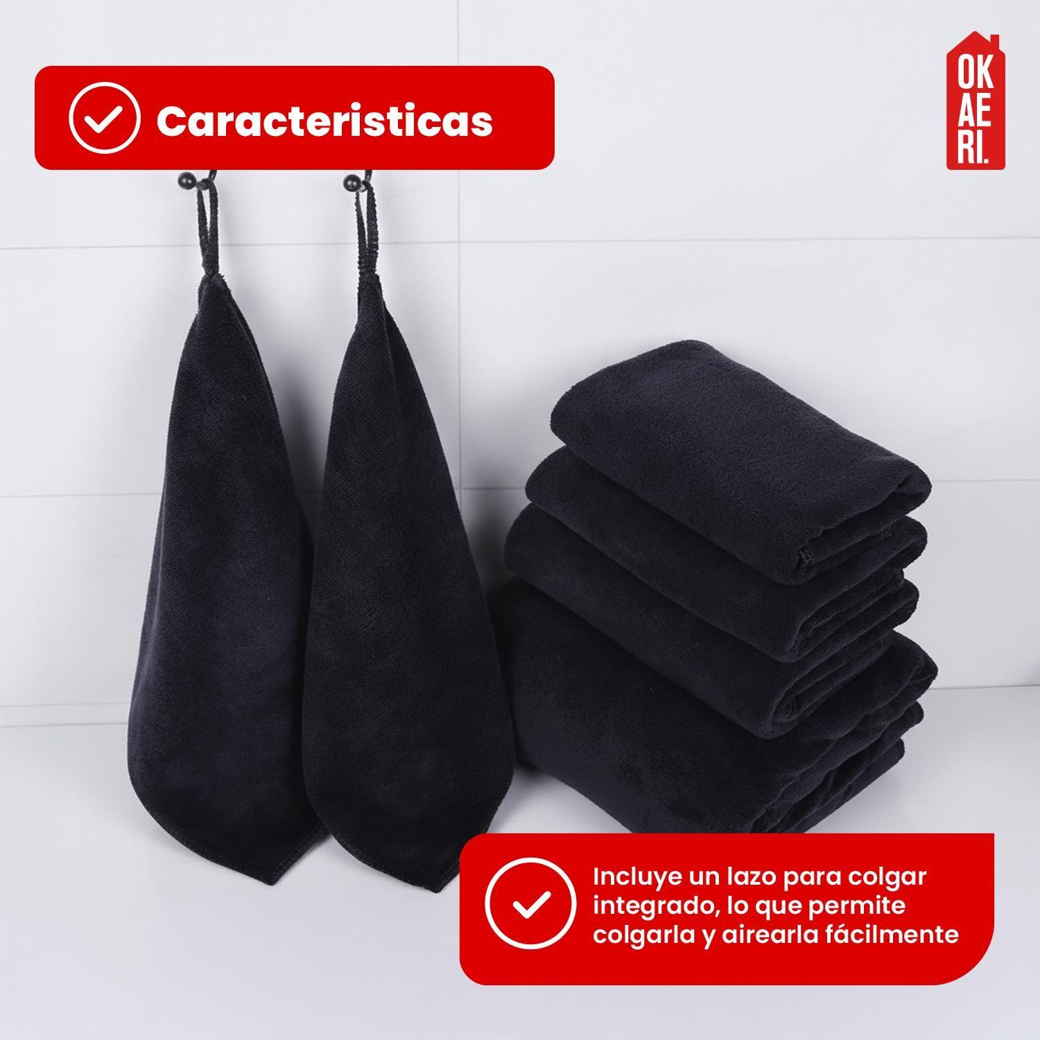 PACK 6 TOALLAS NEGRA PELUQUERIA HOTEL BARBERIA SPA GYM 35*75 CM-5