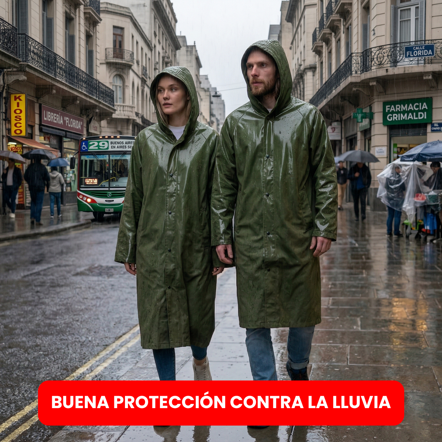 Poncho Impermeable Con Gorro Capa Para Lluvia Reforzado-4