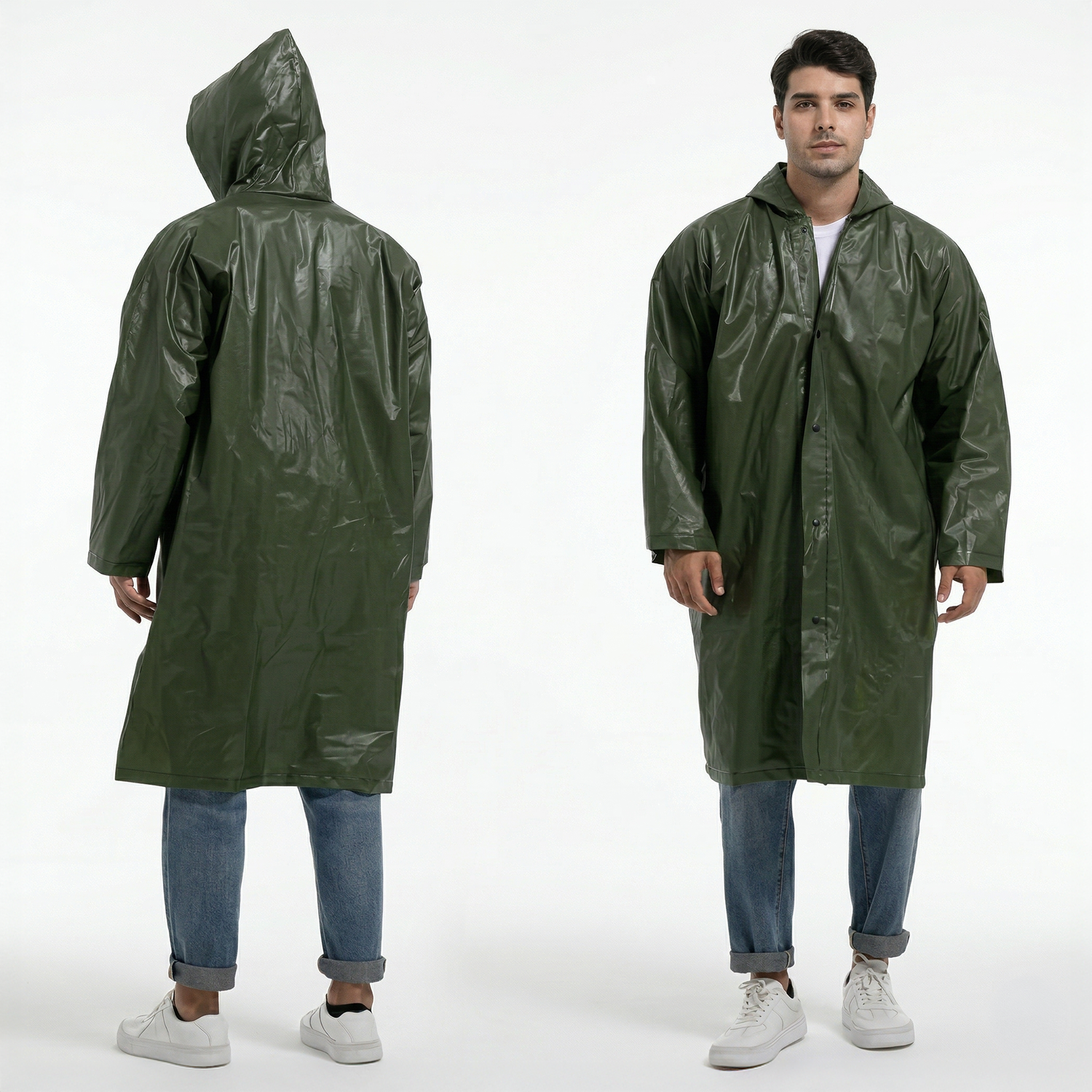 Poncho Impermeable Con Gorro Capa Para Lluvia Reforzado-6