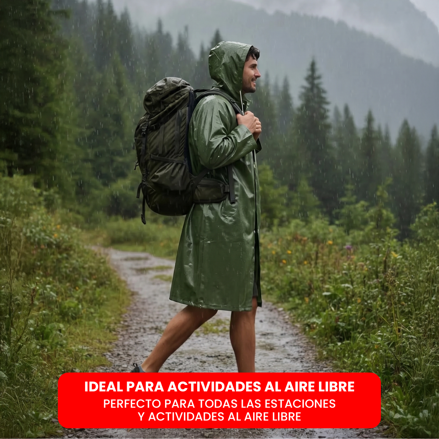 Poncho Impermeable Con Gorro Capa Para Lluvia Reforzado-8