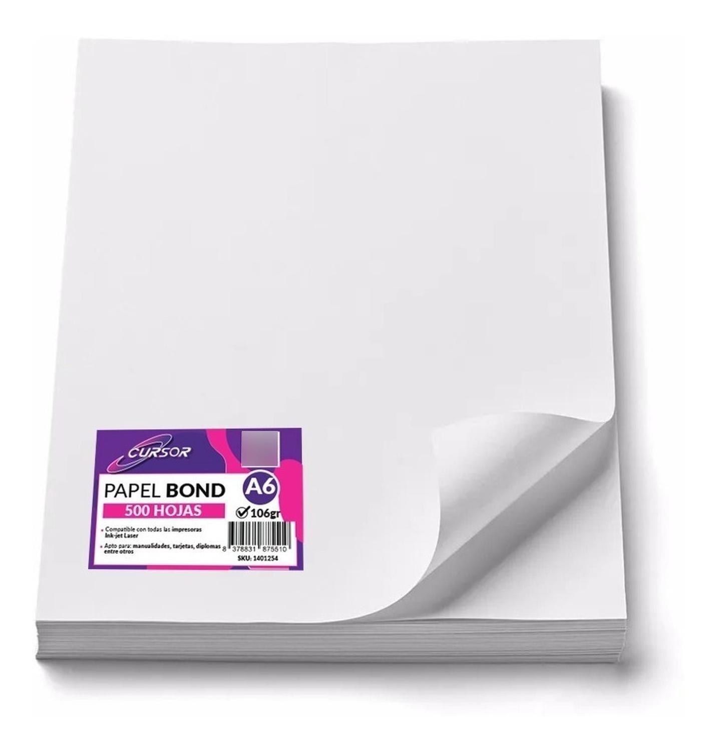 500 Hojas De Papel 6 Bond Blanco 106gr Tamaño A6 Agenda-1