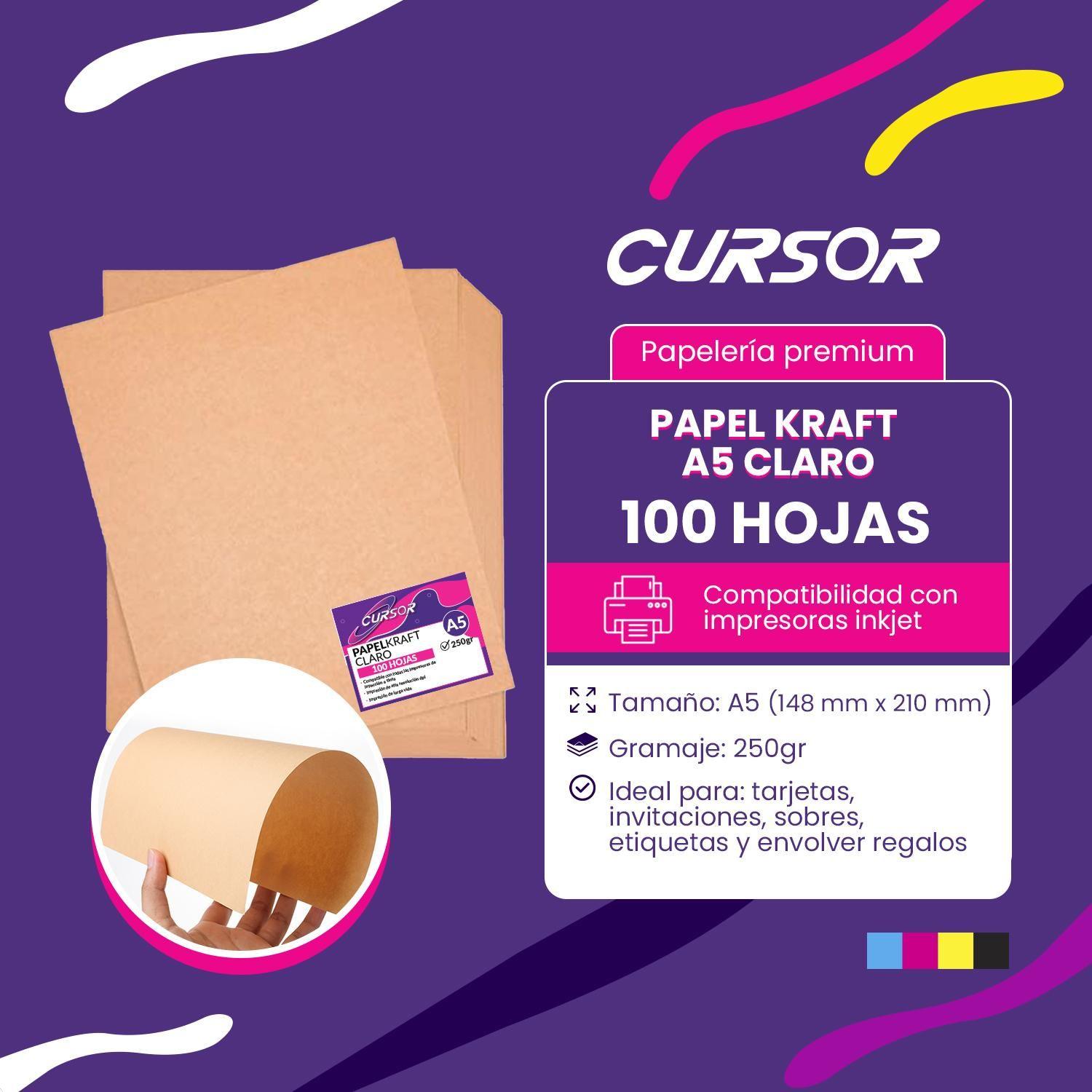 Papel Kraft Claro 250 Gr 100 Hojas A5 Cursor-1