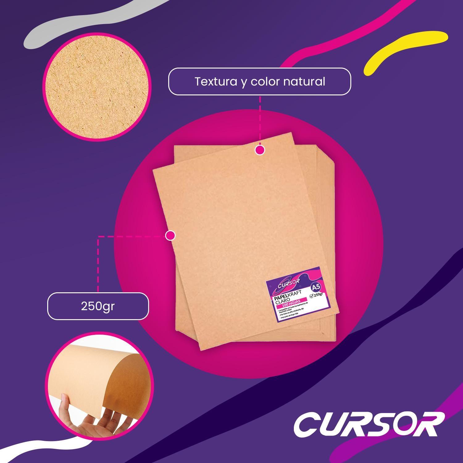 Papel Kraft Claro 250 Gr 100 Hojas A5 Cursor-2