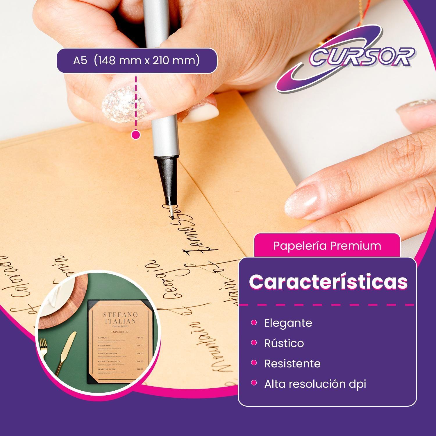Papel Kraft Claro 250 Gr 100 Hojas A5 Cursor-4