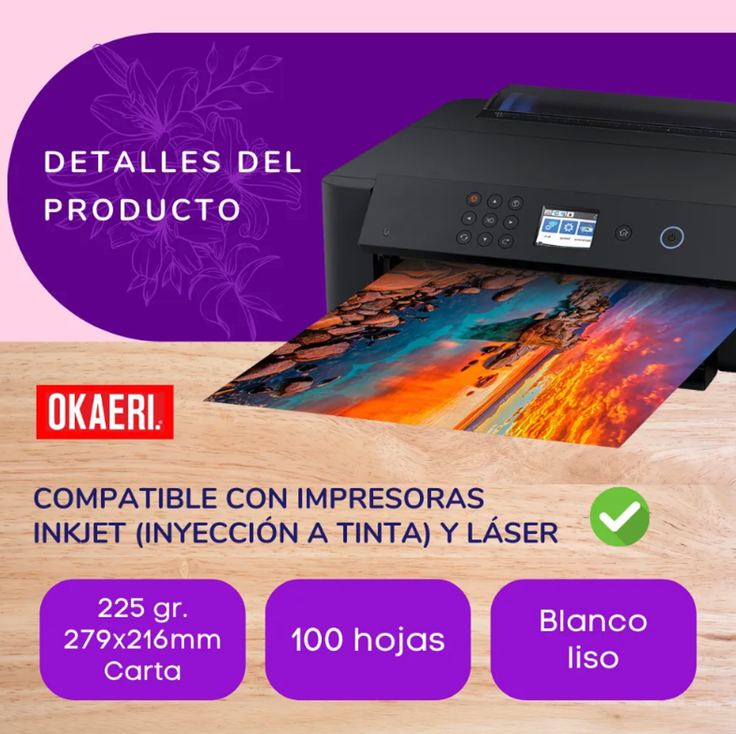 Papel Opalina lisa 225gr Tamaño Carta 100 Hojas-3