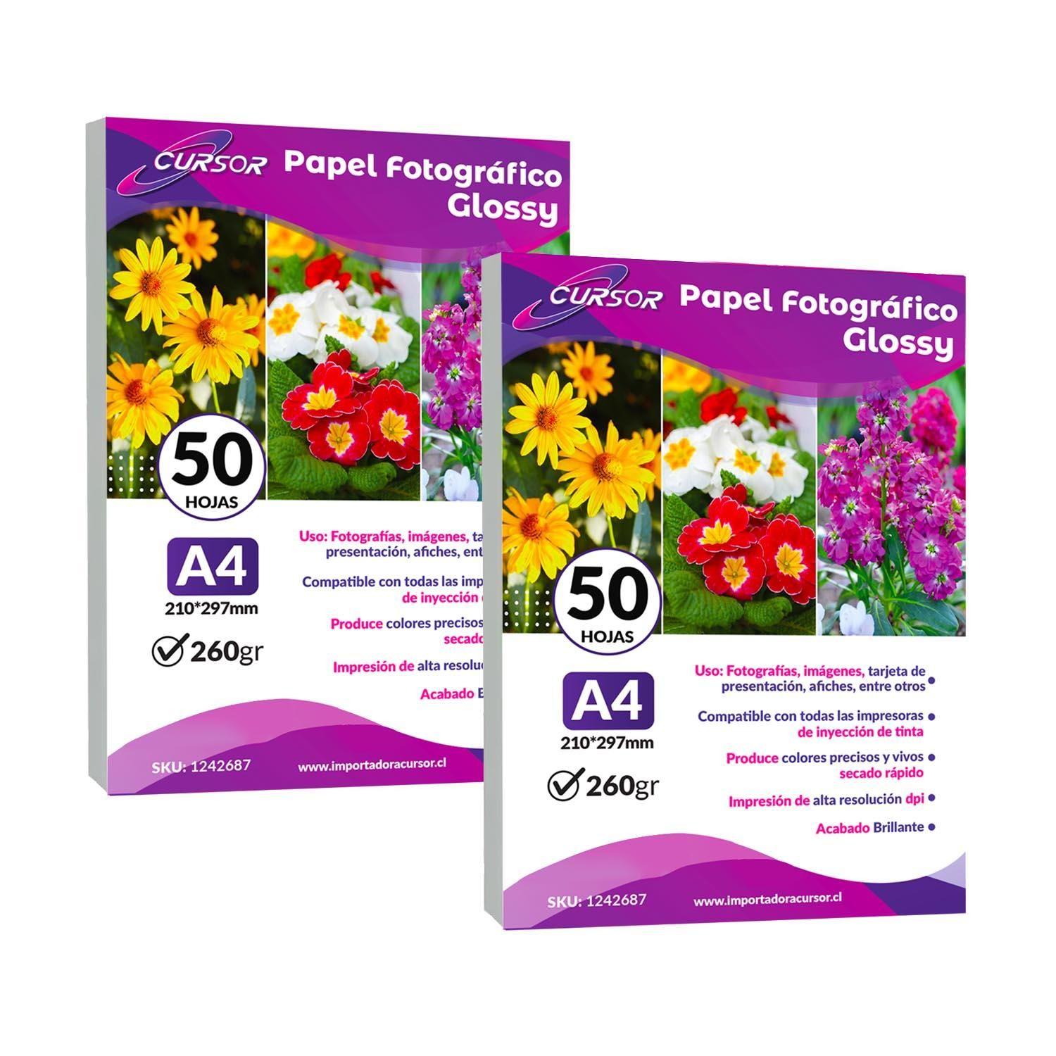 Papel Glossy Fotografico Brillante A4 260g 100 Hojas Cursor-0