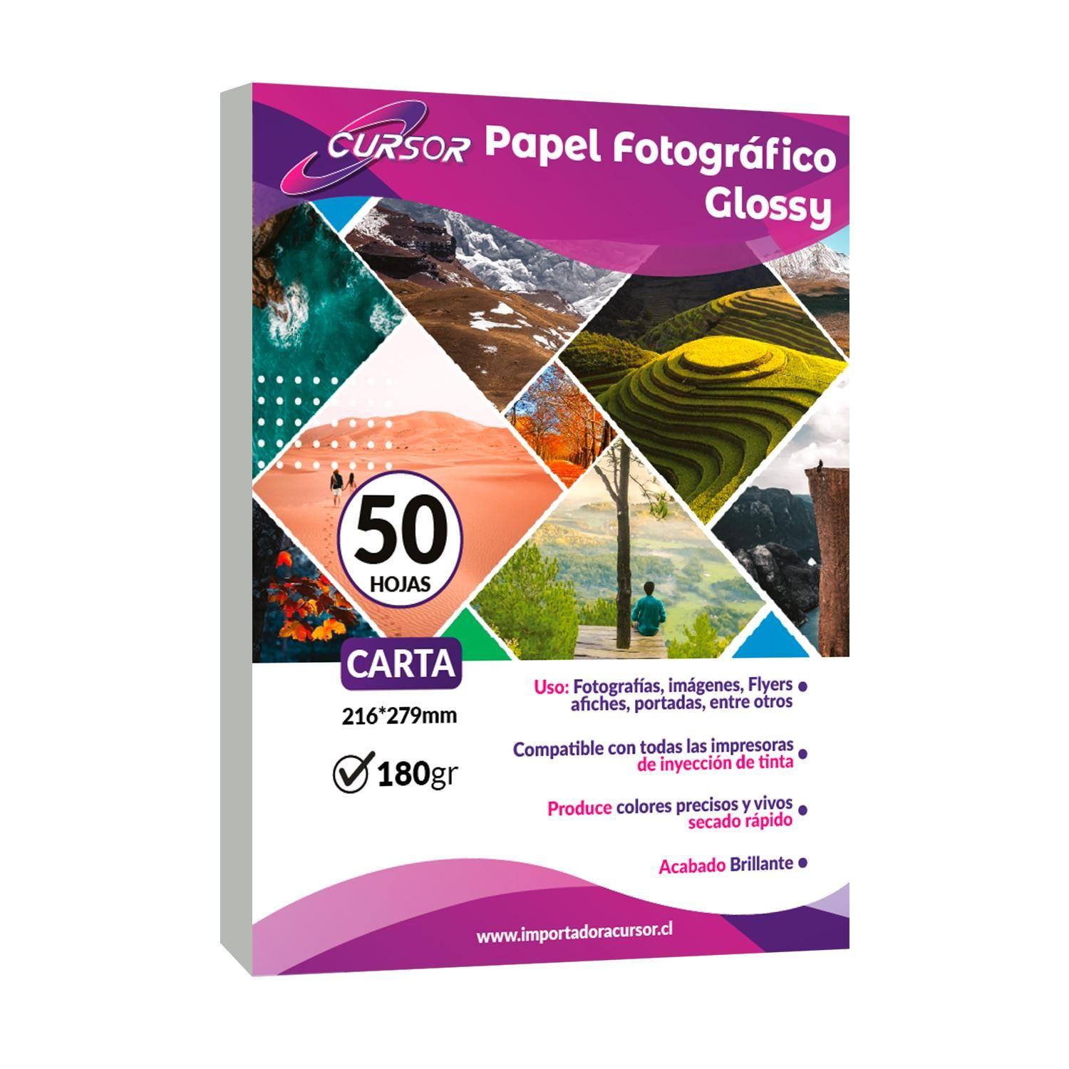 Papel Fotografico Glossy Carta/180gr/50 Hjs/ Cursor-0