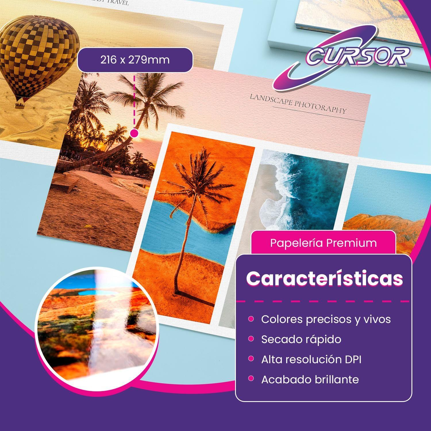Papel Fotografico Glossy Carta/180gr/50 Hjs/ Cursor-5