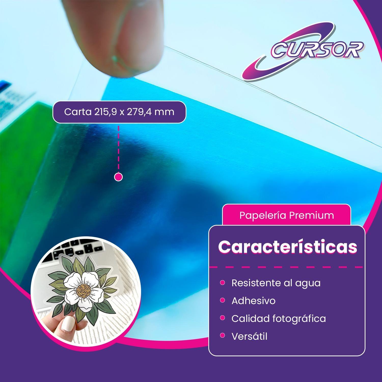 Papel Vinilo Adhesivo 30 Hojas Semi Transparente Carta Cursor-2