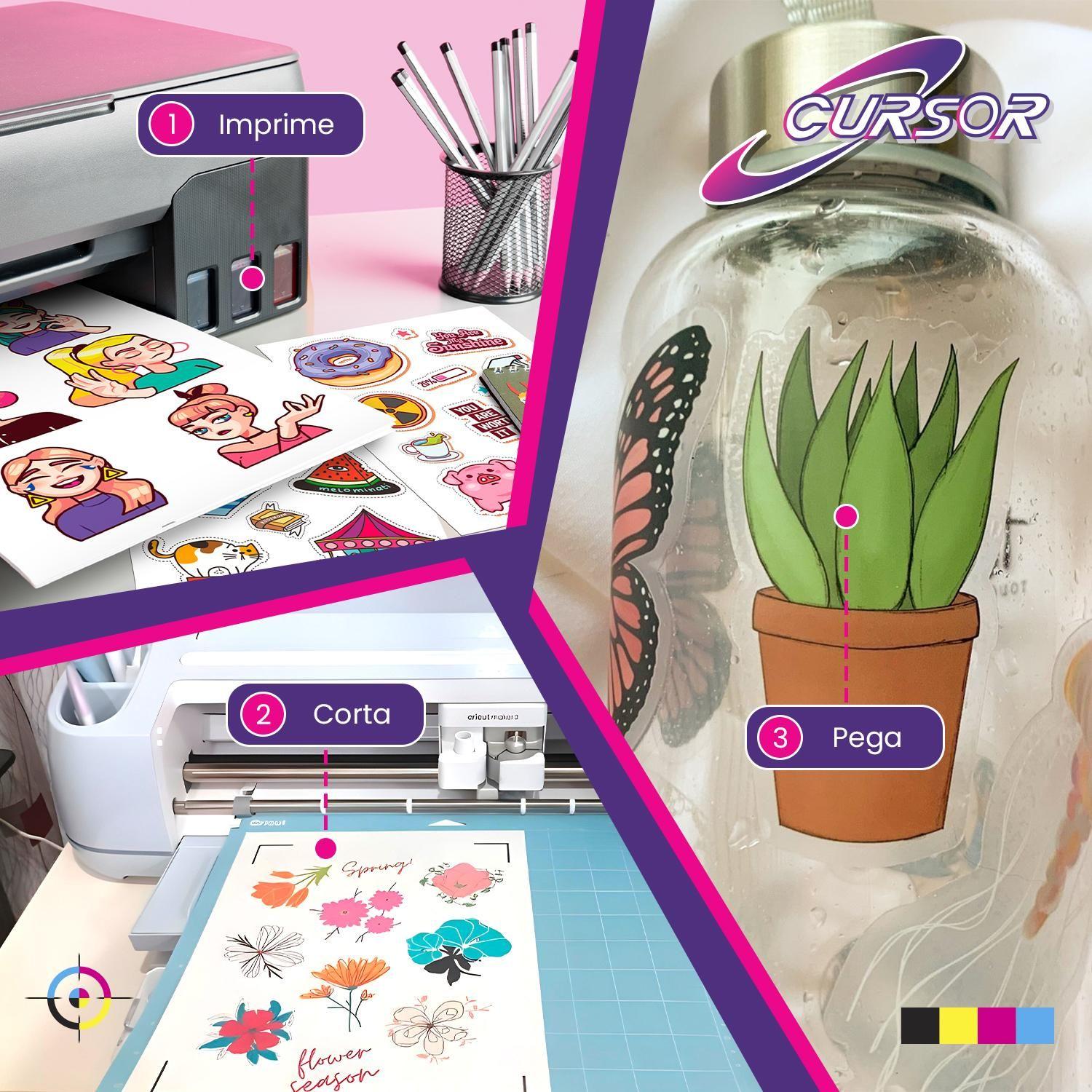 Papel Vinilo Adhesivo 30 Hojas Semi Transparente Carta Cursor-4