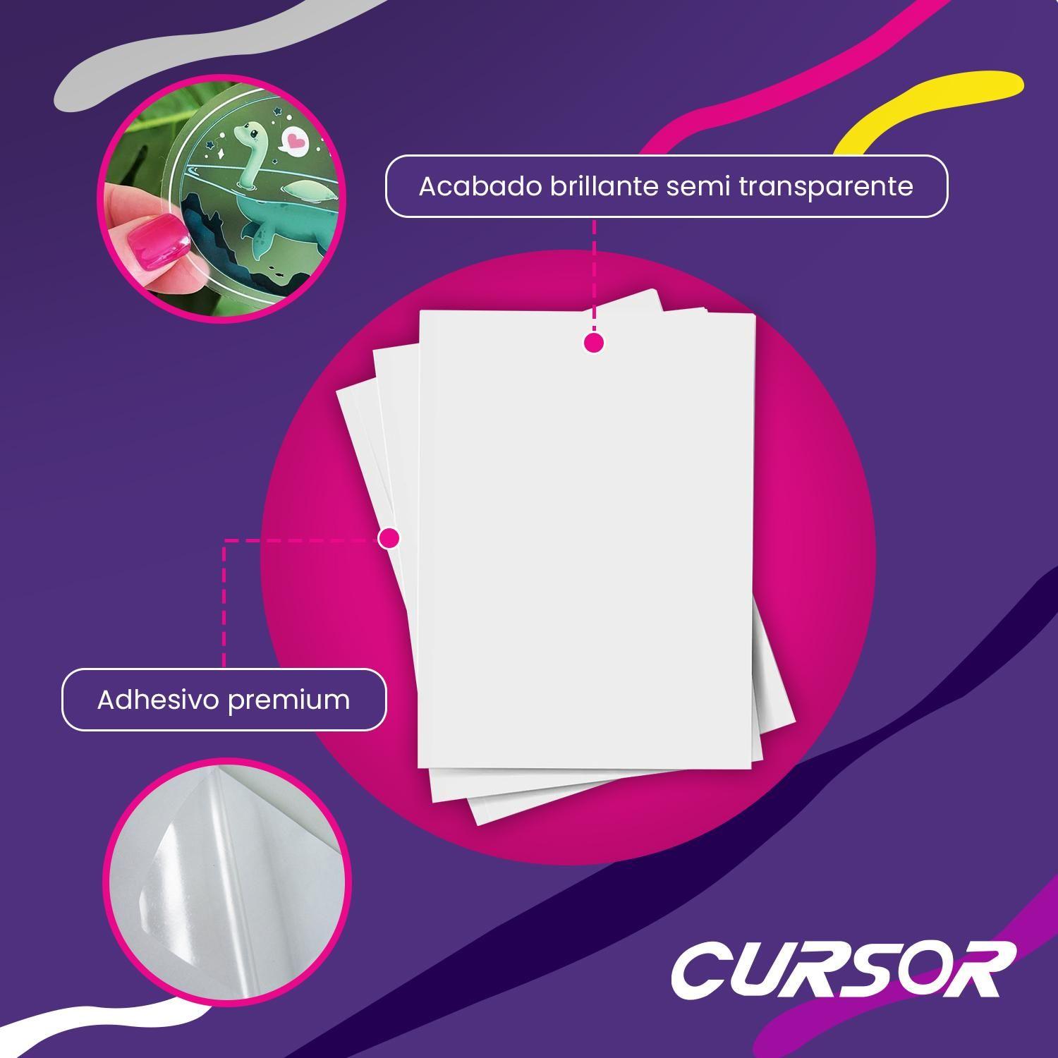 Papel Vinilo Adhesivo 30 Hojas Semi Transparente Carta Cursor-8