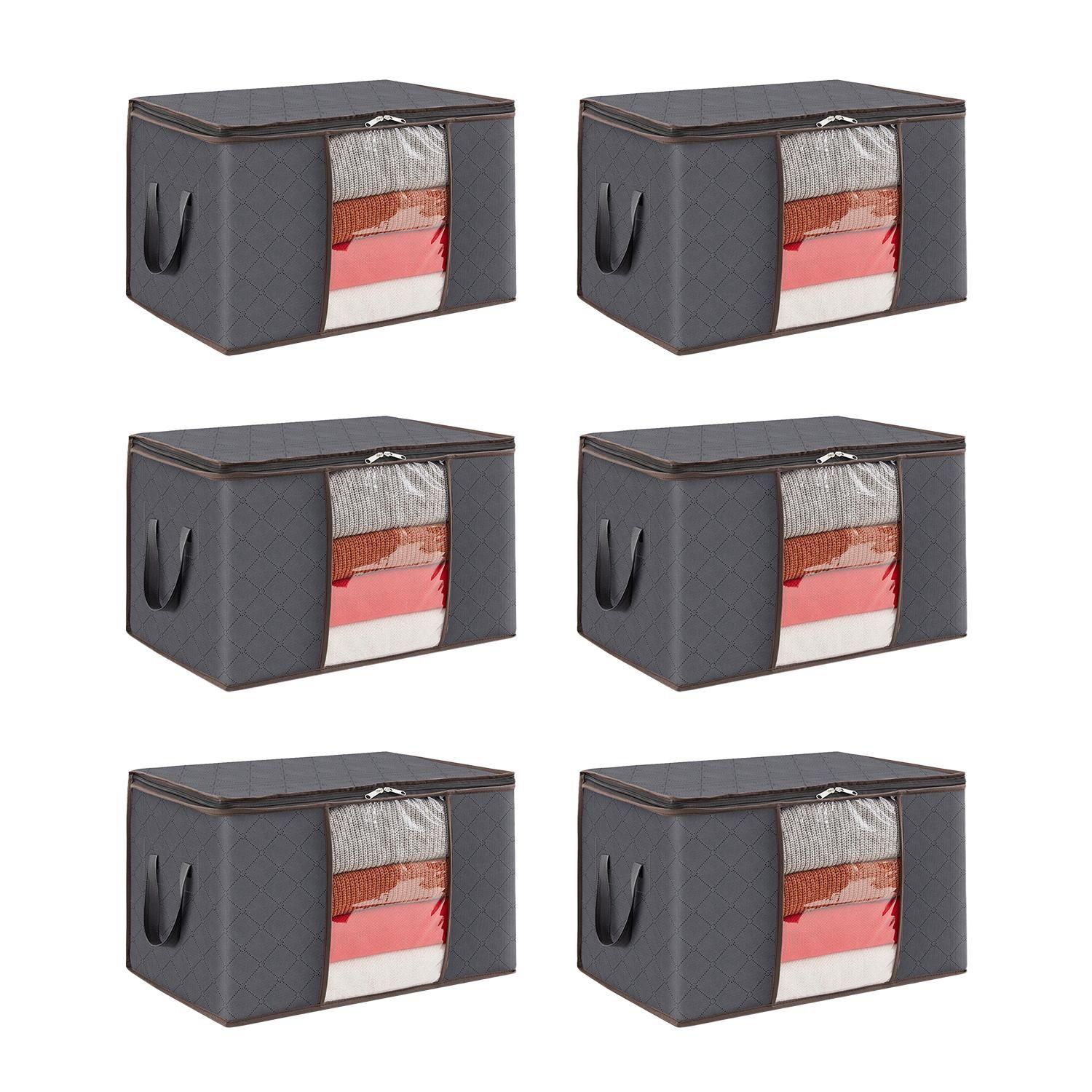 Pack x6 bolsas Organizadoras de Ropa 90l Grande Plegables Con Manija-0