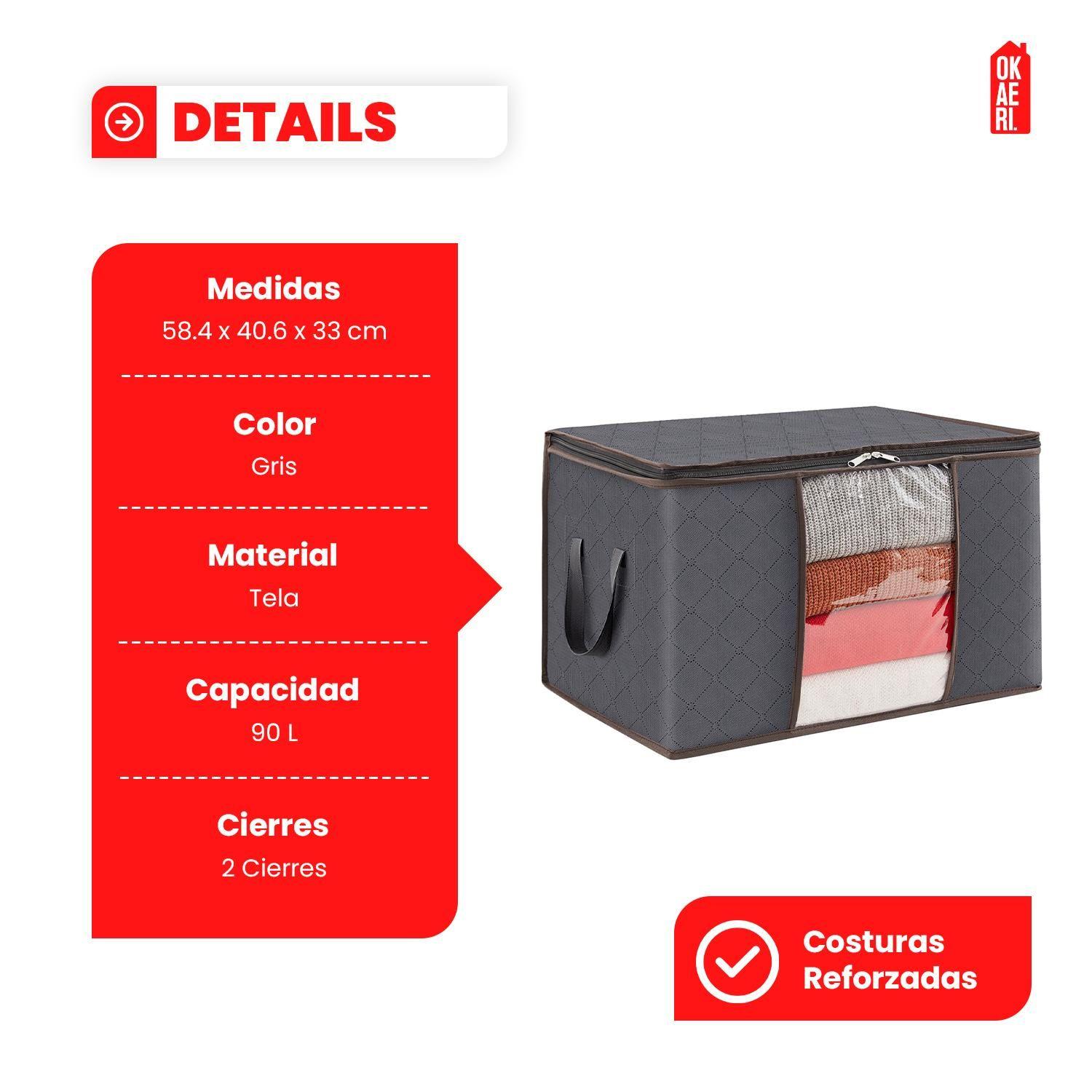 Pack x6 bolsas Organizadoras de Ropa 90l Grande Plegables Con Manija-2