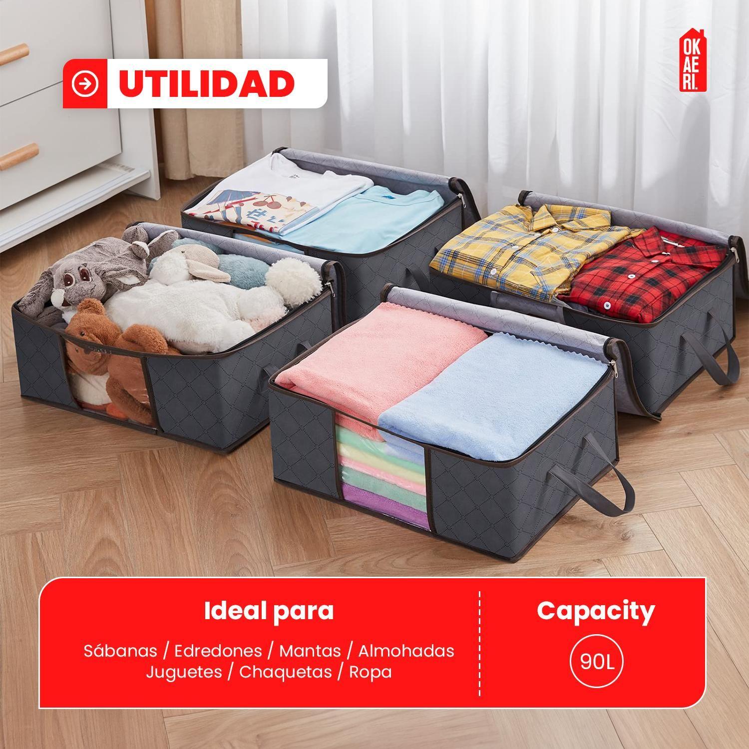Pack x6 bolsas Organizadoras de Ropa 90l Grande Plegables Con Manija-3