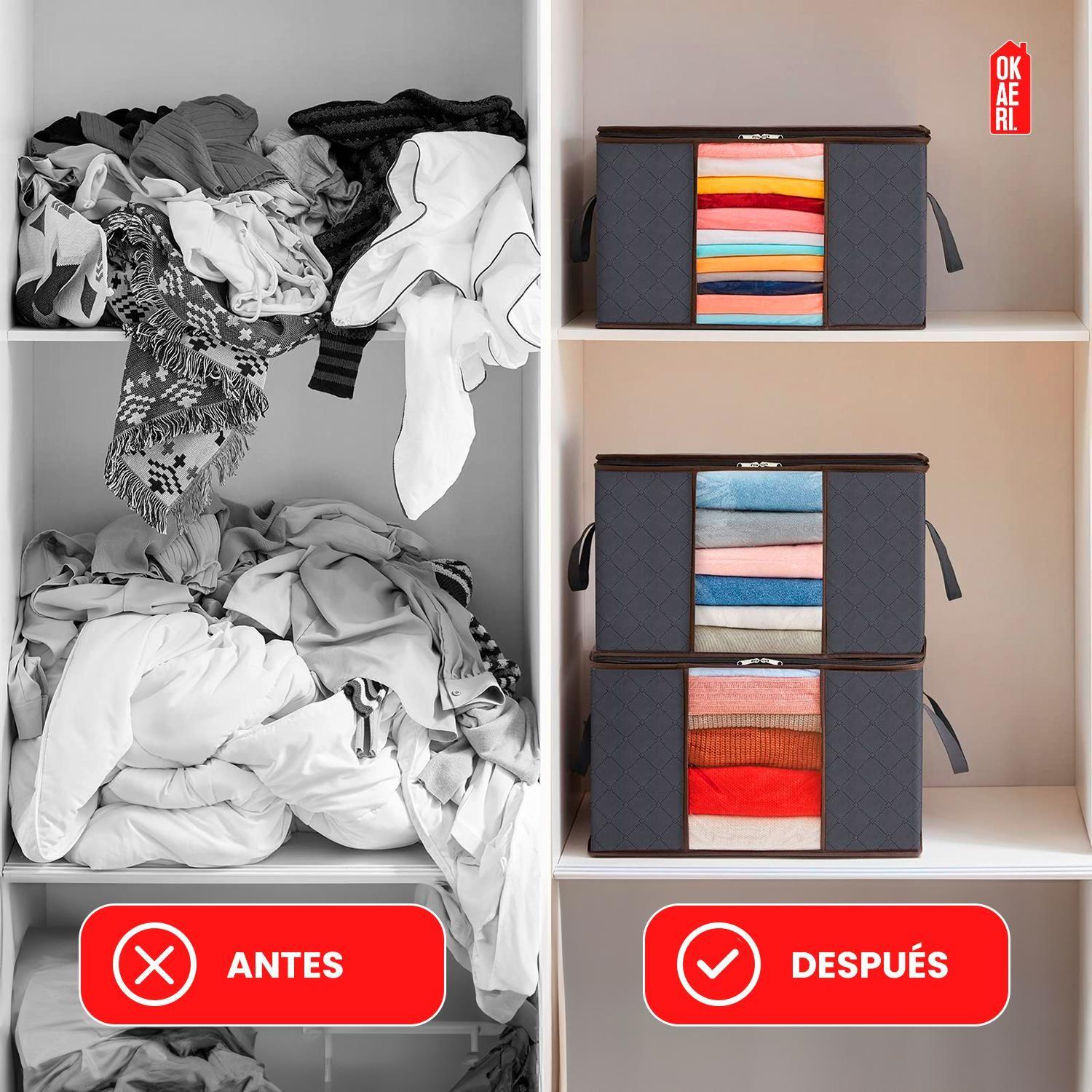 Pack x6 bolsas Organizadoras de Ropa 90l Grande Plegables Con Manija-4