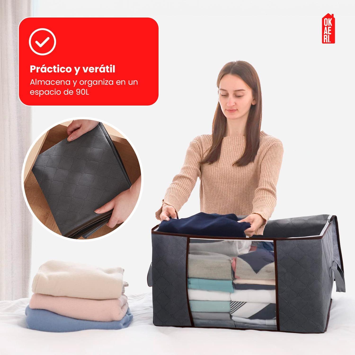 Pack x6 bolsas Organizadoras de Ropa 90l Grande Plegables Con Manija-5