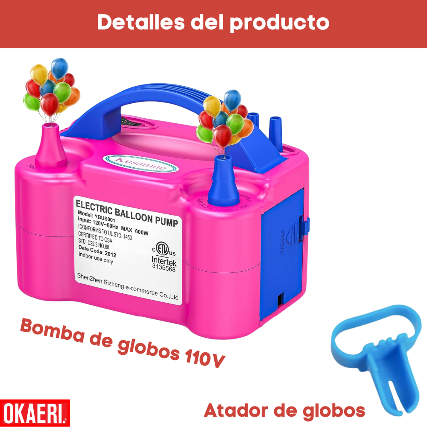 Bomba De Aire Para Inflar Globos Máquina Inflador Eléctrico-2
