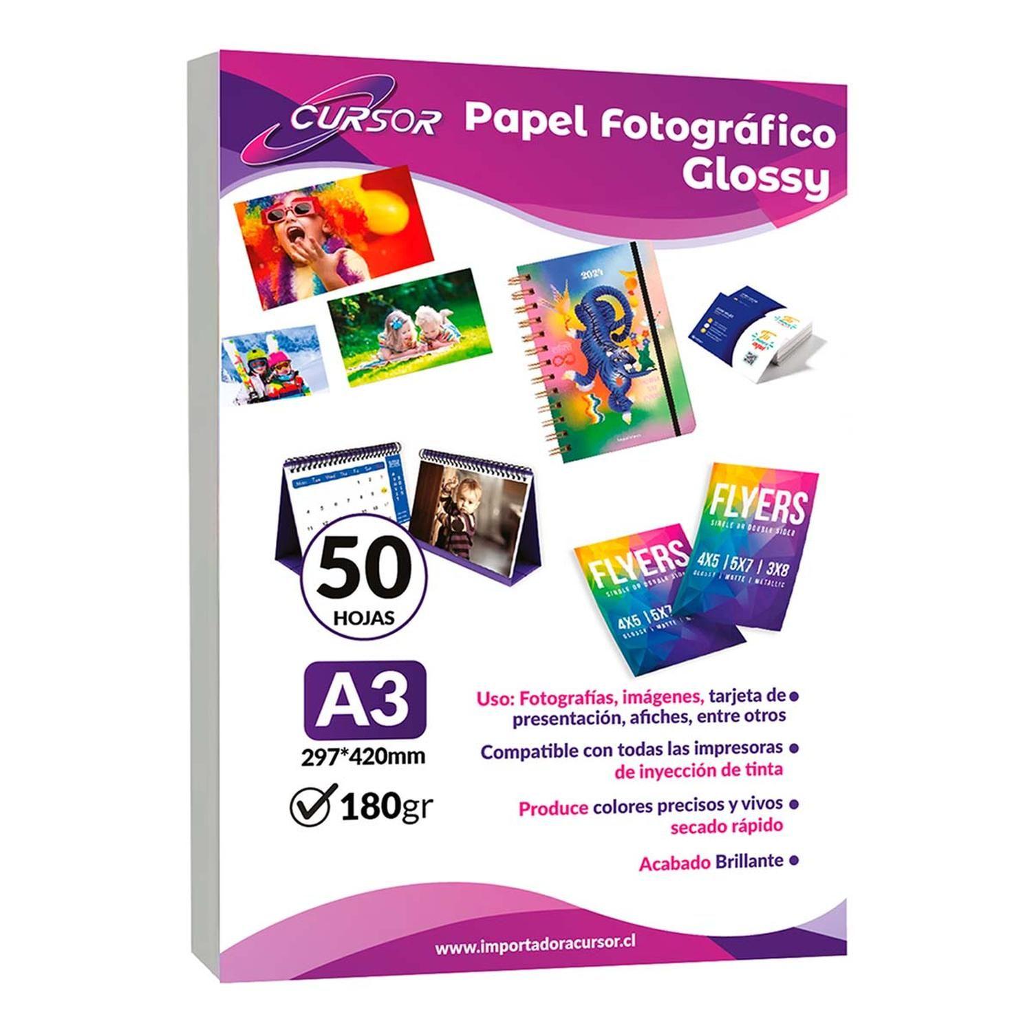 Papel fotografico Glossy A3 180G 50H CURSOR-0