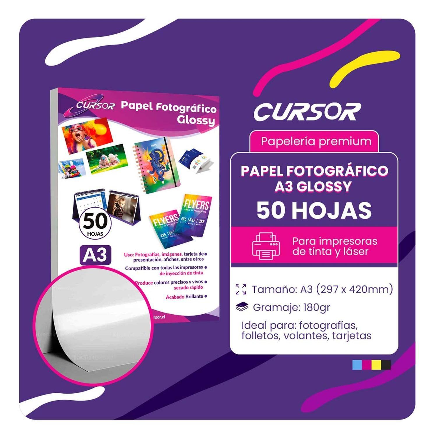 Papel fotografico Glossy A3 180G 50H CURSOR-1