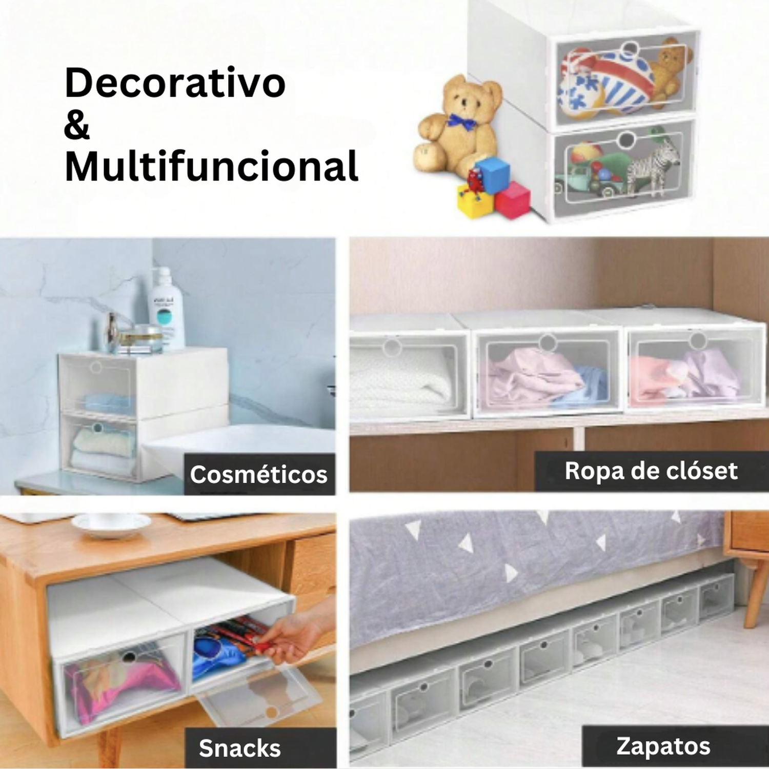 12 Cajas De Zapatos Apilables Okaeri Zapatero Blanco-6