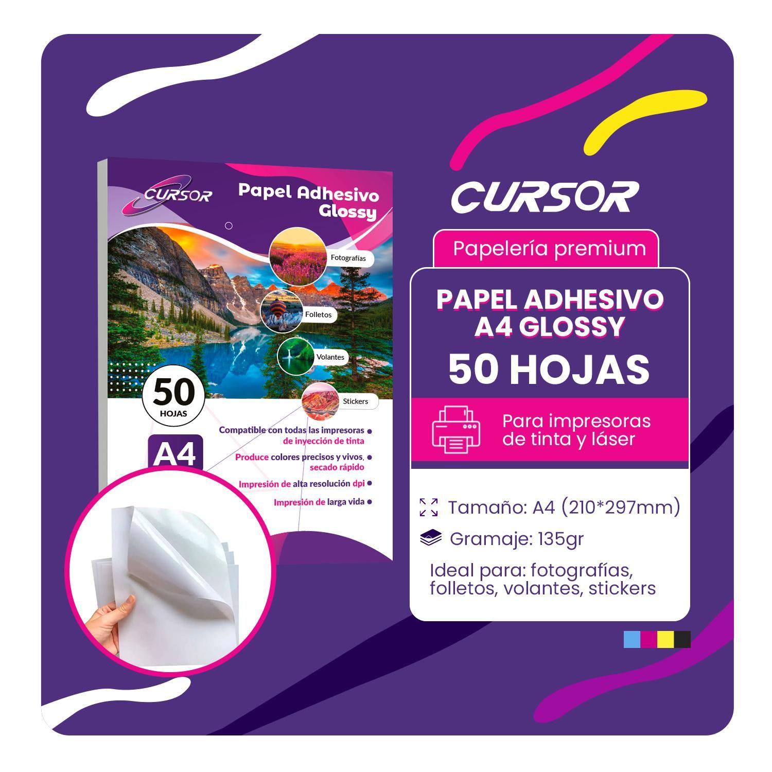 Papel Adhesivo Glossy A4/135g/50 Hojas Cursor-3