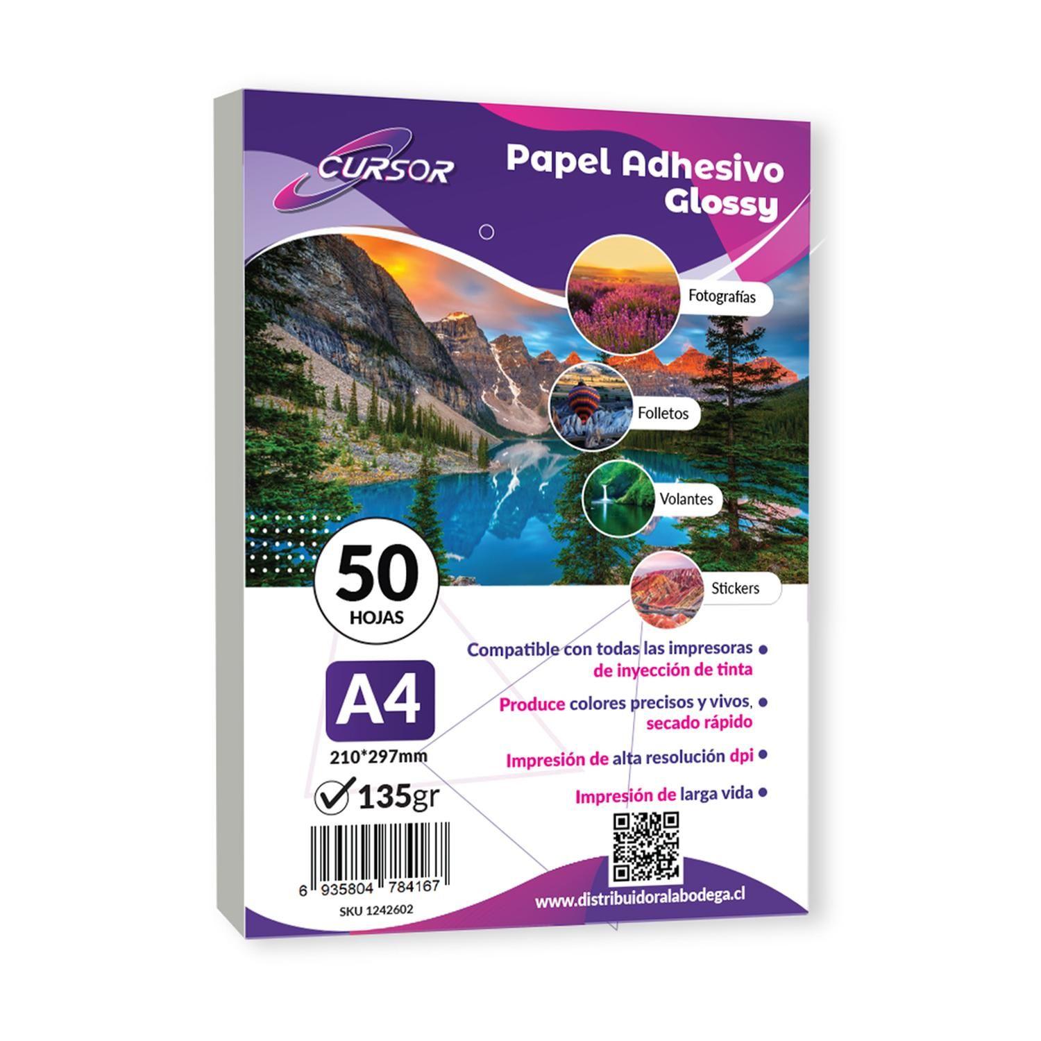 Papel Adhesivo Glossy A4/135g/50 Hojas Cursor-1