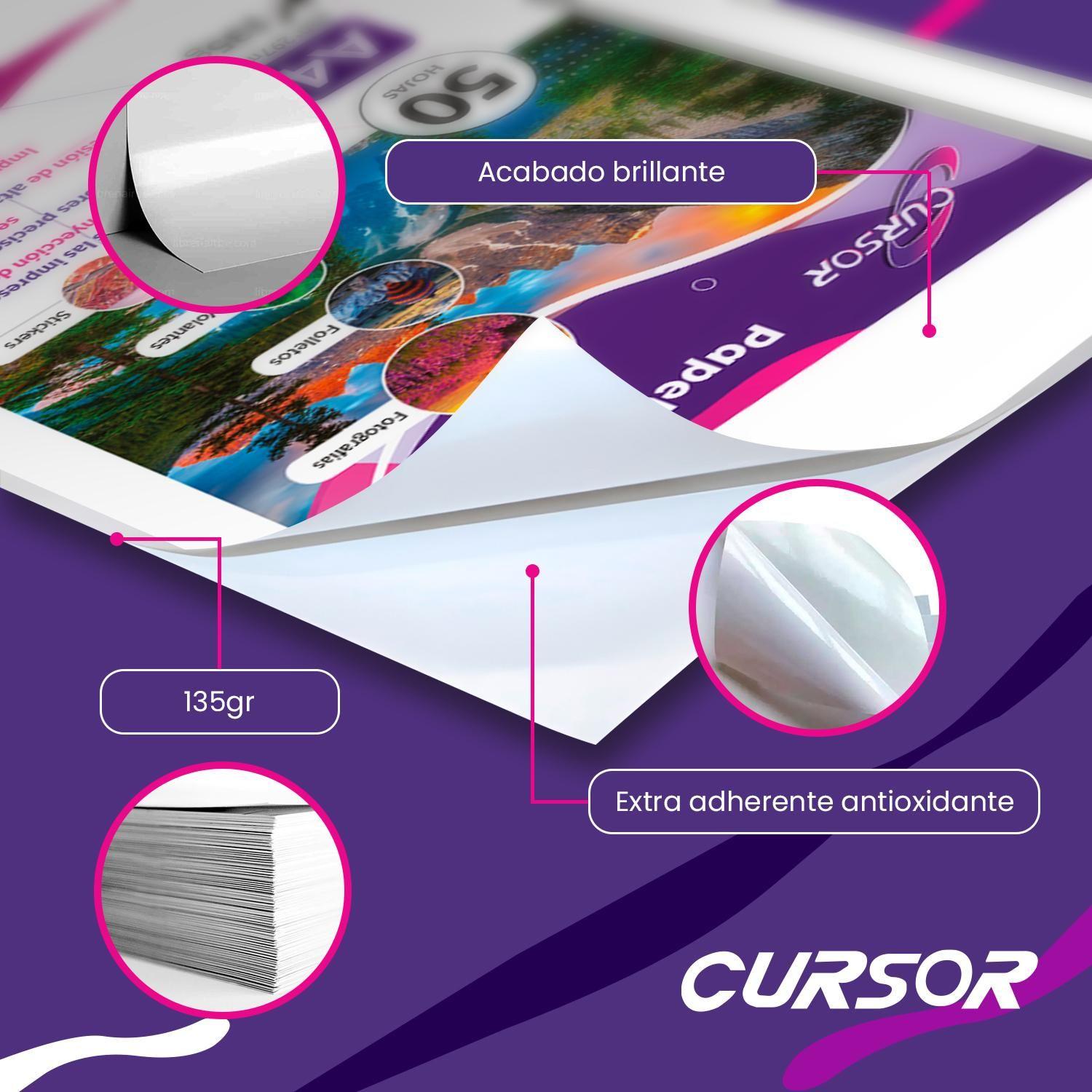 Papel Adhesivo Glossy A4/135g/50 Hojas Cursor-3