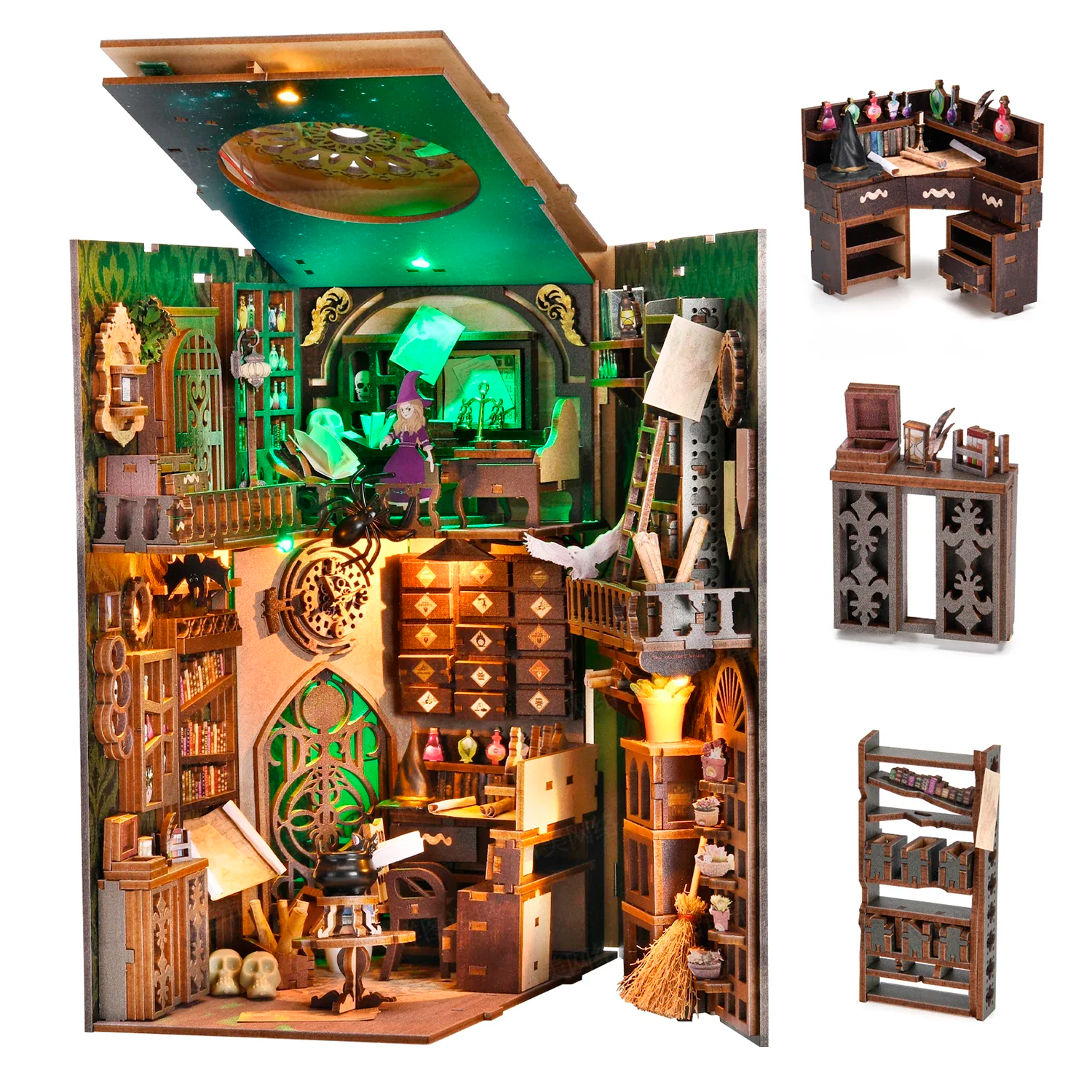 Book Nook Separador De Libros Exploración Mágica 3D Luz Led-0