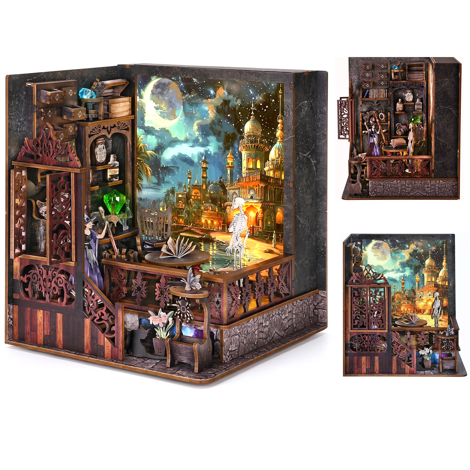 Book Nook Separador De Libros Exploración Mágica 3D Luz Led-0