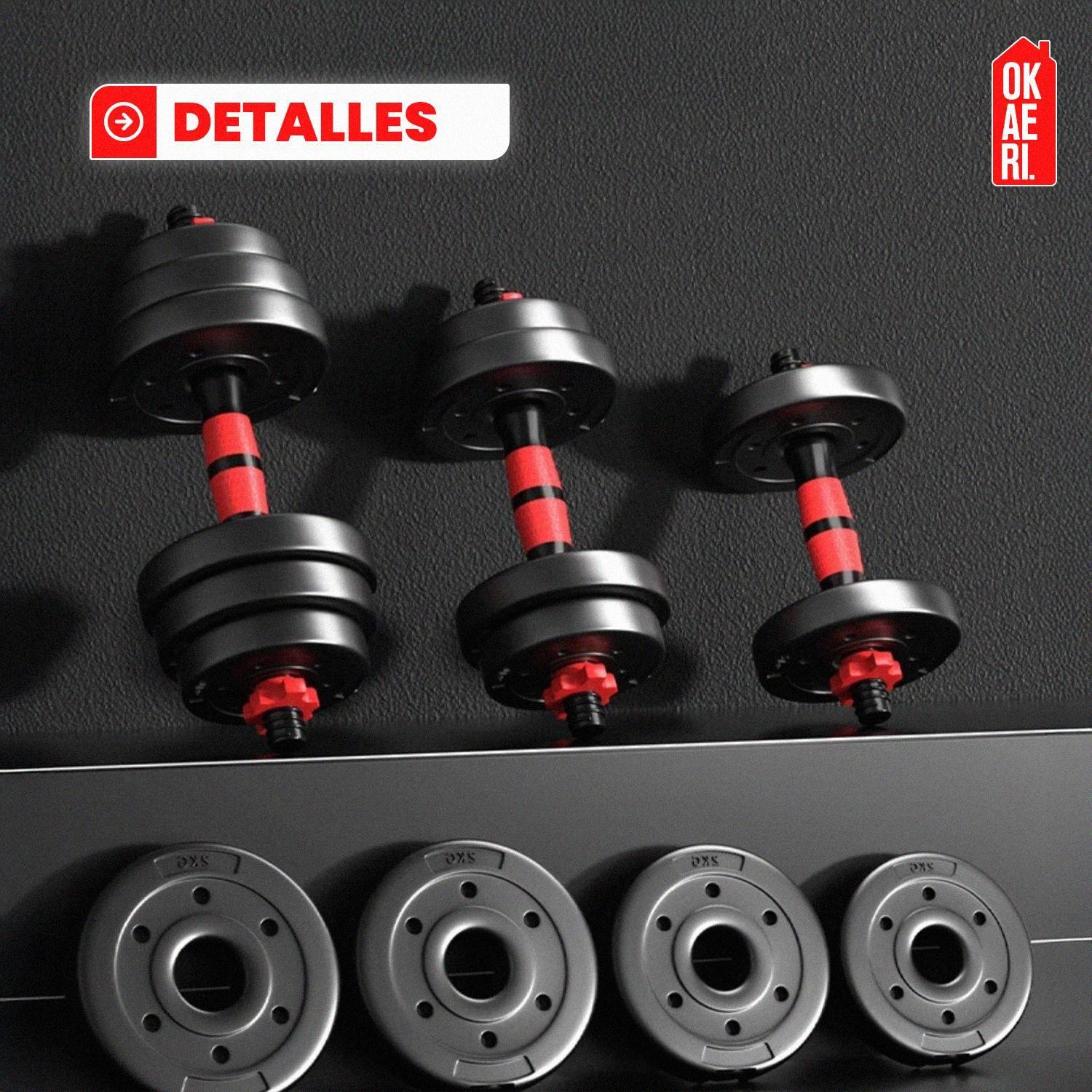 Set Mancuerna ajustable 20kl Pesa Rusa, Barra Extension Marca Okaeri-4