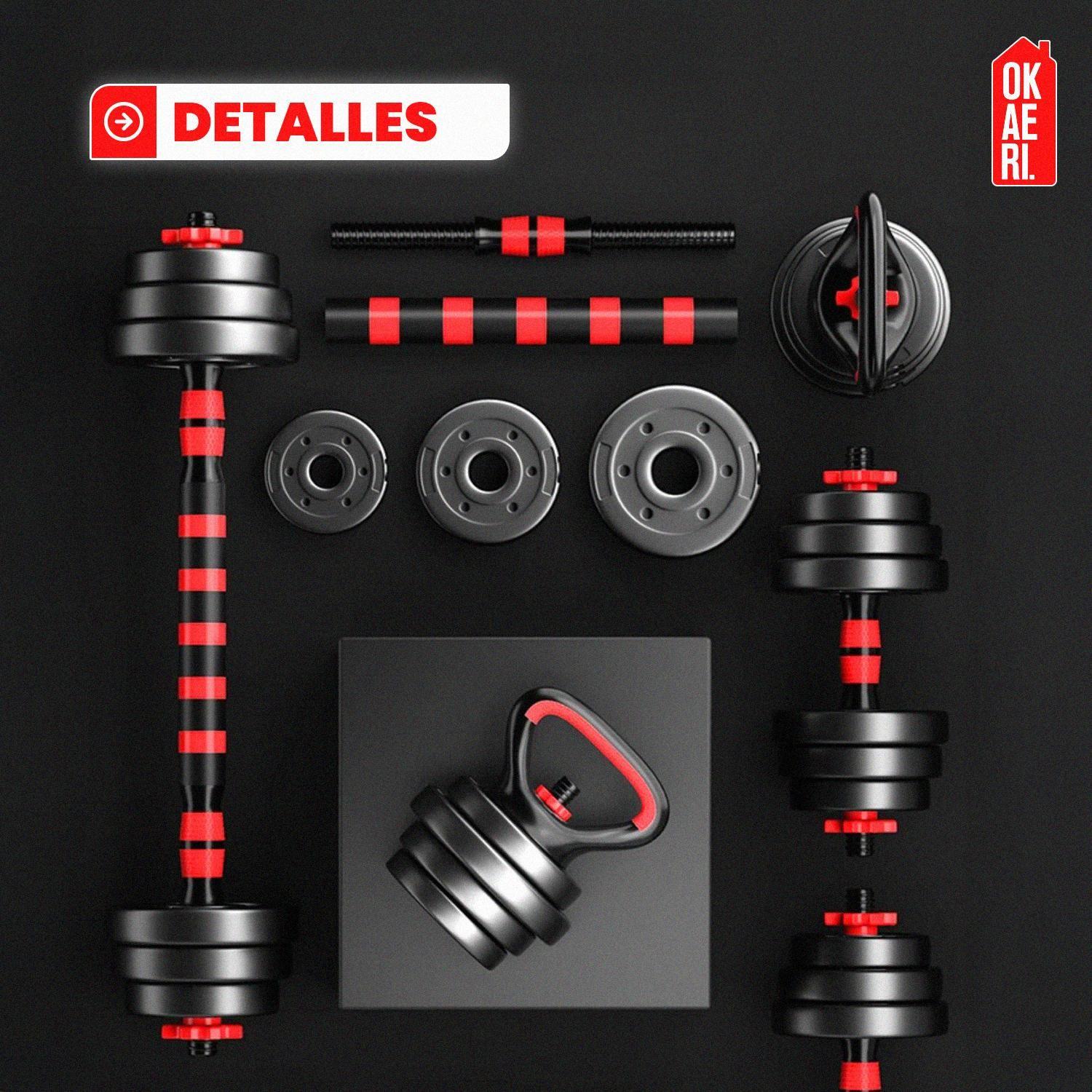 Set Mancuerna ajustable 20kl Pesa Rusa, Barra Extension Marca Okaeri-5