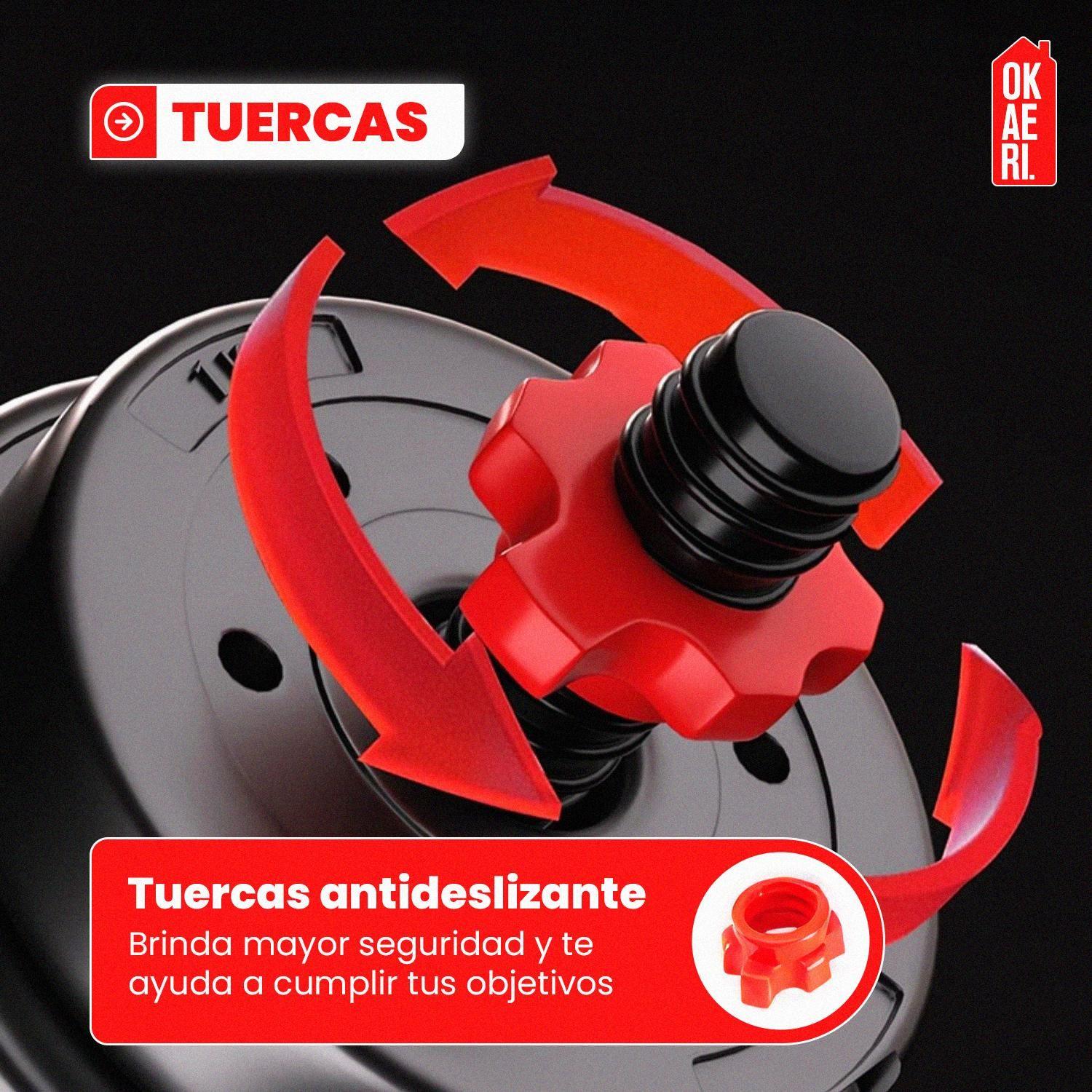 Set Mancuerna ajustable 20kl Pesa Rusa, Barra Extension Marca Okaeri-8