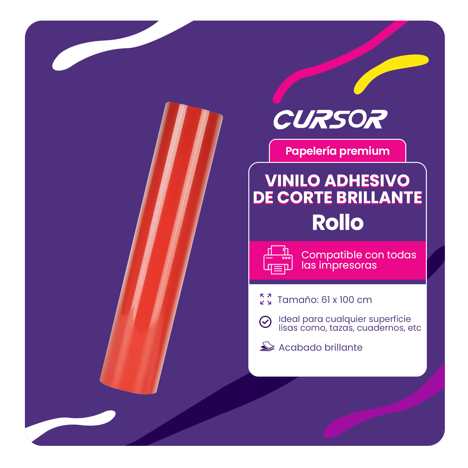 Vinilos Adhesivos De Corte Brillante Imprimible 61 Cms X Mts-1