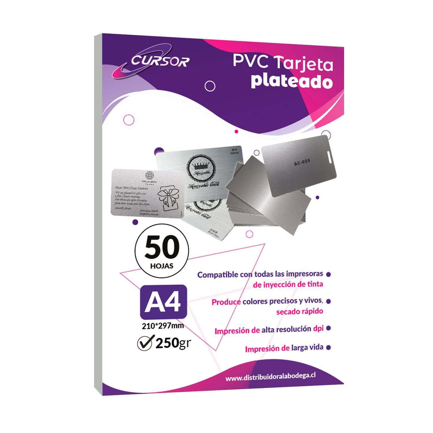 Pack 50 Lámina Para Tarjeta Credencial Pvc Platead A4 Inkjet-0