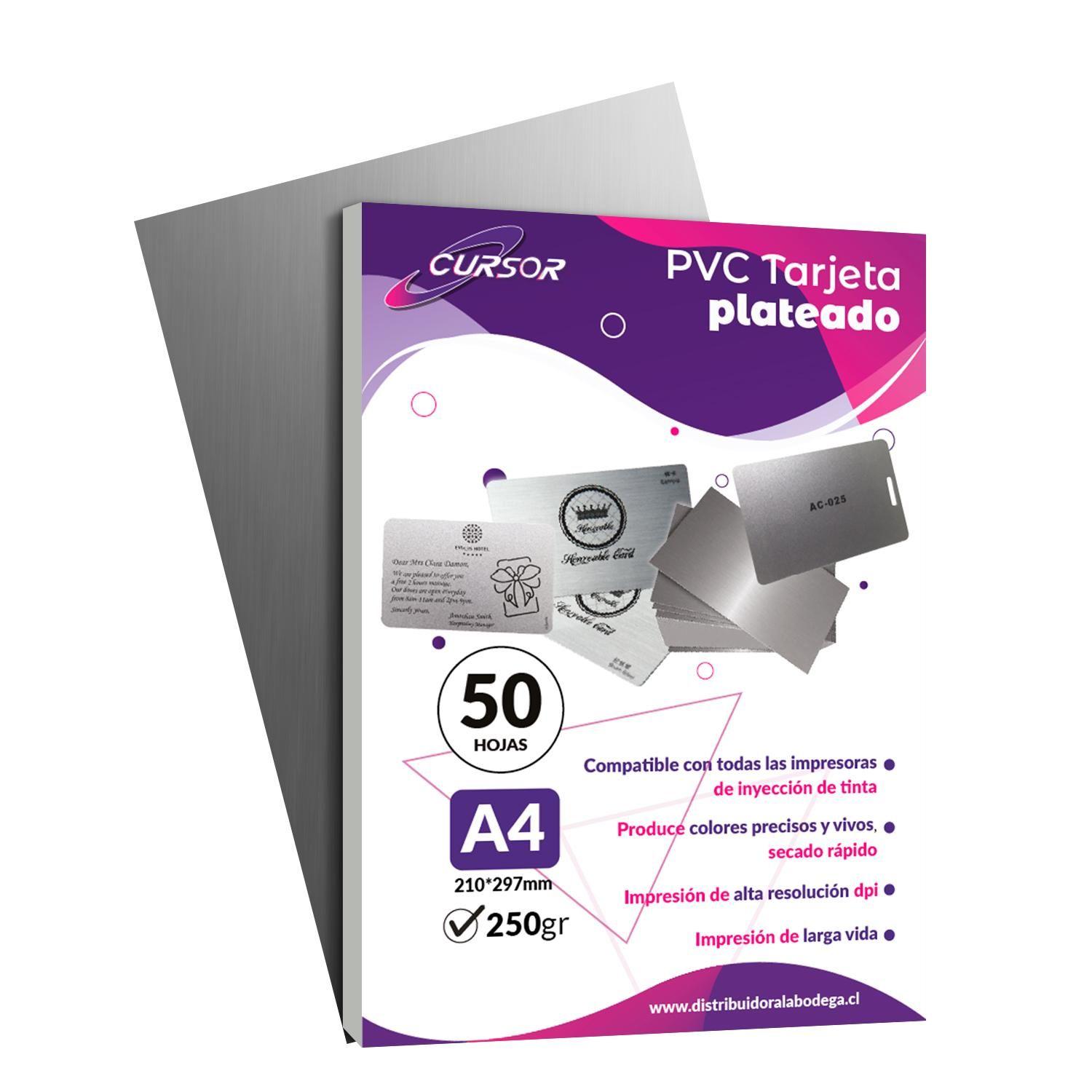 Pack 50 Lámina Para Tarjeta Credencial Pvc Platead A4 Inkjet-1