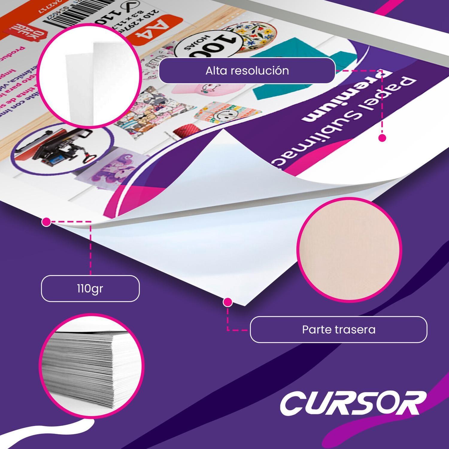 Papel Sublimación A4 Cursor 100 Hojas 110g Premium Pro Color-2